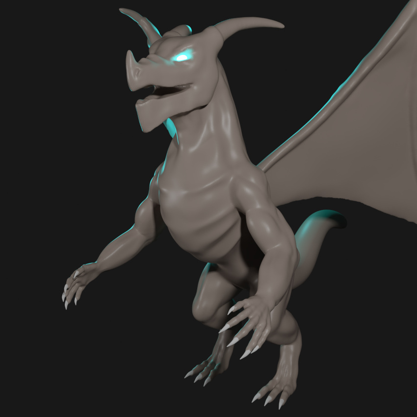 3d_(artwork) anthro bertle digital_media_(artwork) dragon hi_res male sculpt sculpture solo