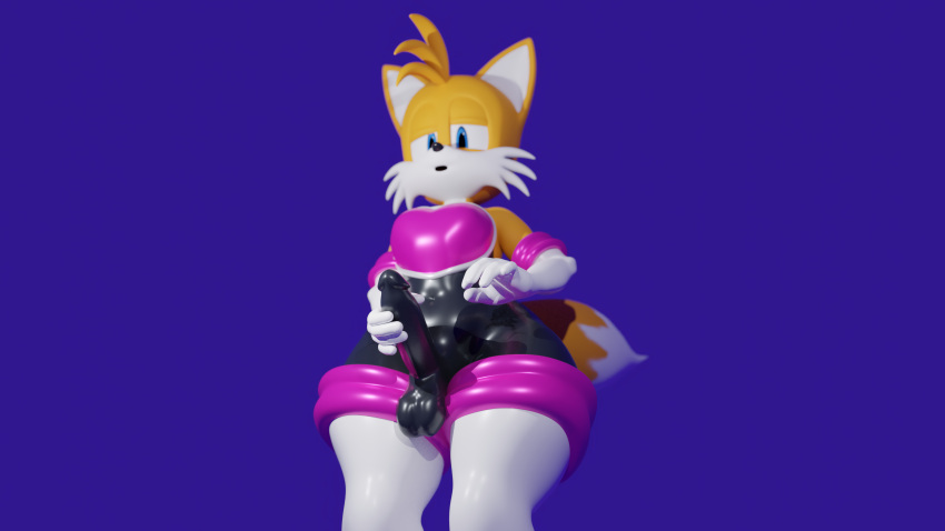16:9 absurd_res anthro armwear blender_(software) blender_cycles boots canid canine clothed clothing coel3d crossdressing eggsaladsandwich elbow_gloves erection erection_under_clothing feminine_pose footwear fox genitals girly gloves hand_on_penis handwear hi_res humanoid latex latex_boots latex_clothing latex_gloves latex_legwear latex_thigh_highs male mammal masturbation miles_prower penis rouge_the_bat rubber rubber_boots rubber_clothing rubber_suit sega solo sonic_the_hedgehog_(series) tight_clothing white_boots white_clothing white_footwear white_gloves white_handwear widescreen