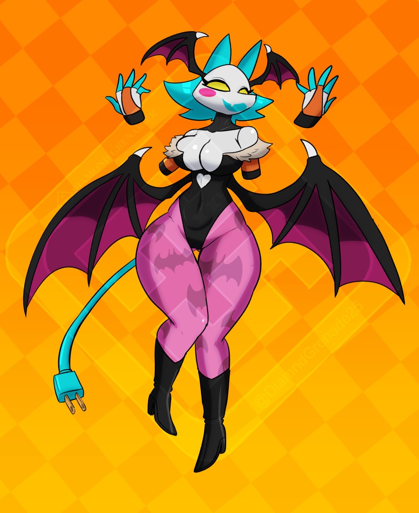 absurd_res anthro bat_wings breasts camel_toe capcom cleavage clothed clothing cosplay costume darkstalkers deltarune diamond_grenadier disembodied_hand felid feline female floating_hands halloween hi_res holidays mammal membrane_(anatomy) membranous_wings morrigan_aensland solo tasque_manager thick_thighs undertale_(series) wings