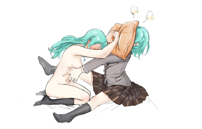 bang_dream! highres hikawa_hina hikawa_sayo incest nichiju_(you) nude school_uniform siblings socks twincest twins yuri