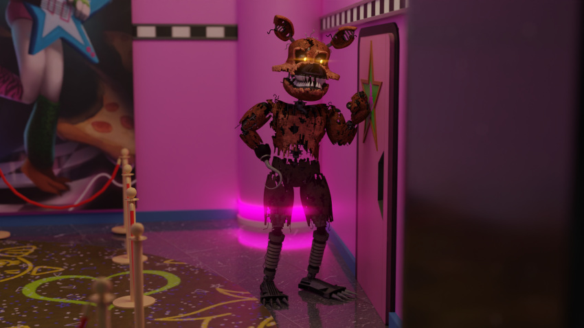 3_toes 4_toes animatronic anonymous_artist anthro carpet claws door feet female five_nights_at_freddy's five_nights_at_freddy's:_security_breach five_nights_at_freddy's_4 food foxofnightmares glamrock_chica_(fnaf) glowing glowing_eyes guitar hand_on_hip hi_res hook hook_hand humanoid knocking knocking_on_door machine male musical_instrument nightmare_foxy_(fnaf) pink_wall pizza plucked_string_instrument poster red_body robot robot_humanoid scottgames solo steel_wool_studios string_instrument toe_claws toes wall_(structure) white_body yellow_eyes