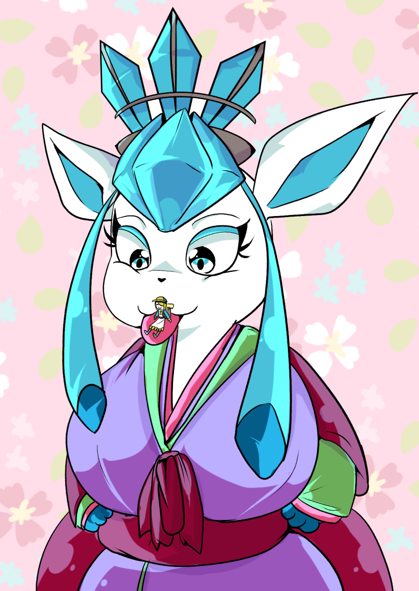 alternate_breast_size alternate_costume big_breasts blep breasts digital_drawing_(artwork) digital_media_(artwork) duo eeveelution female flat_colors generation_4_pokemon glaceon hi_res holowear_(pokemon) human imminent_vore interspecies larger_female macro macro_female macro_pred male male/female mammal micro micro_on_macro micro_prey nintendo pink_tongue pokemon pokemon_(species) pokemon_unite pokephilia simple_background size_difference size_transformation tapirclip tongue tongue_out transformation volo_(pokemon) wide_hips