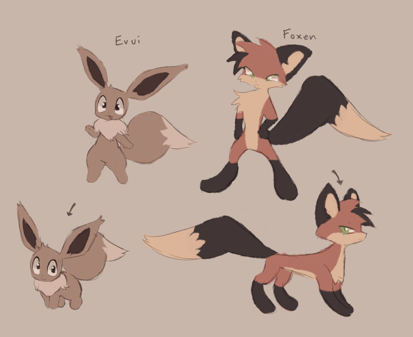 ambiguous_gender biped canid canine duo eevee feral fox generation_1_pokemon hi_res labbit1337 mammal nintendo pokemon pokemon_(species) semi-anthro standing