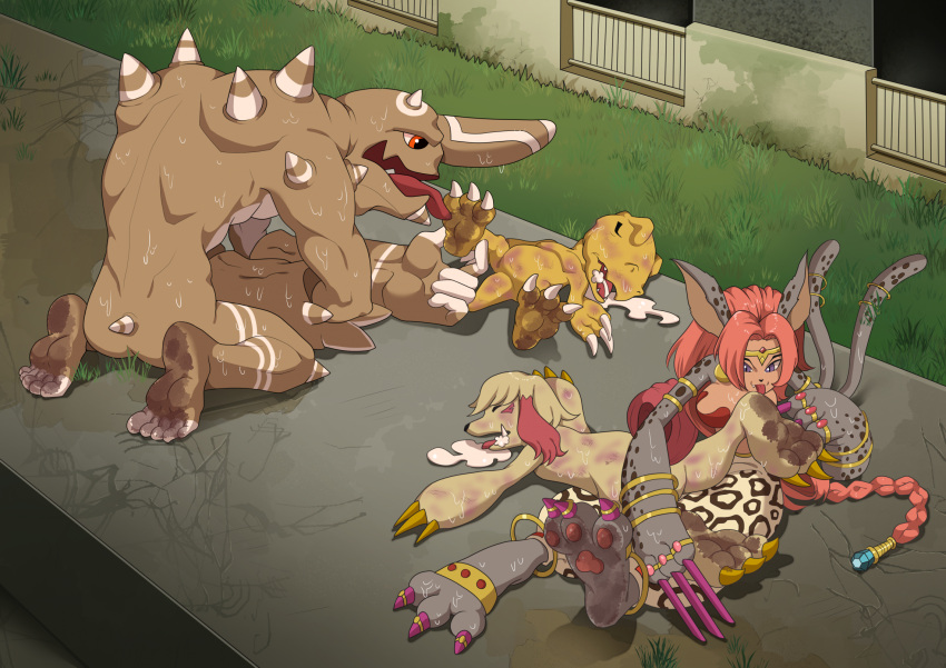 agumon bandai_namco beastmon claws digimon digimon_(species) digimon_survive dirty_feet feet foot_fetish gigasmon hi_res labramon soles the_dark_mangaka toes unconscious