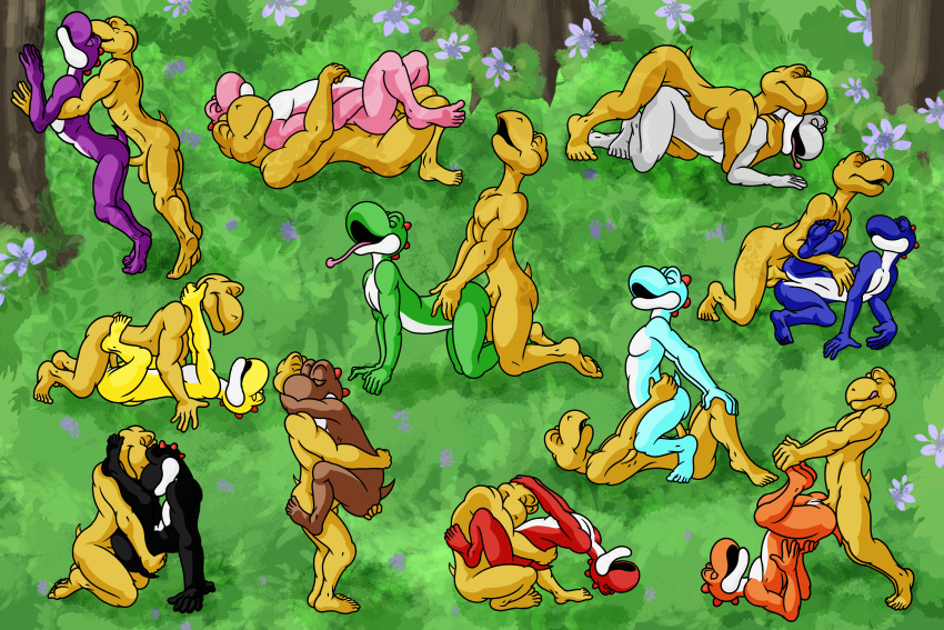 5_fingers 5_toes absurd_res andromorph anthro asexual balls black_yoshi blue_yoshi brown_yoshi butt cyan_yoshi dinosaur feet fingers genitals green_yoshi group group_sex hi_res humanoid intersex intersex/male kama_sutra koopa koopa_troopa male male/male mario_bros nintendo orange_yoshi orgy penetration penis pink_yoshi purple_yoshi red_yoshi reptile scalie sex suicide_geek toes turtle vaginal vaginal_penetration white_yoshi yellow_yoshi yoshi