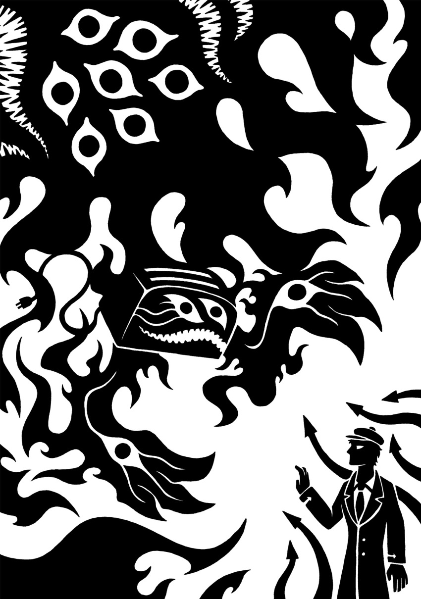 2015 3_claws 3_fingers 5_fingers alternate_form ambiguous_gender animate_inanimate appliance biped black_and_white claws clothed clothed_human clothed_male clothing digital_drawing_(artwork) digital_media_(artwork) directional_arrow duo eldritch_abomination electrical_plug feral fingers hair hand_eye hi_res human johannes_sorts kitchen_appliance larger_ambiguous larger_feral male mammal monochrome multi_eye multi_mouth restricted_palette scp-426 scp_foundation sharp_teeth silhouette simple_background size_difference smaller_human smaller_male standing suit sunnyclockwork teeth toaster white_background