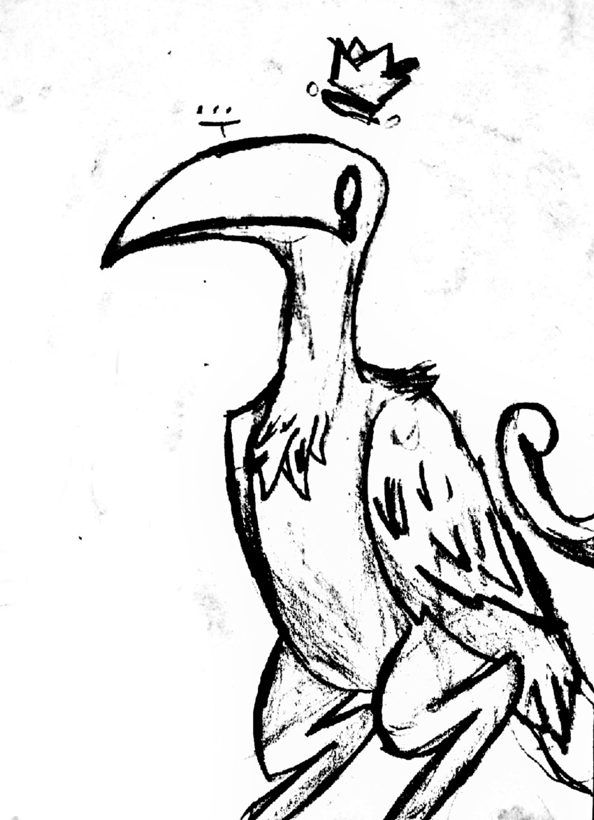 absurd_res anthro avian bird edit graphite_(artwork) hi_res japhet_(off) male off_(game) pencil_(artwork) ravi_(artist) simple_background sketch solo traditional_media_(artwork)