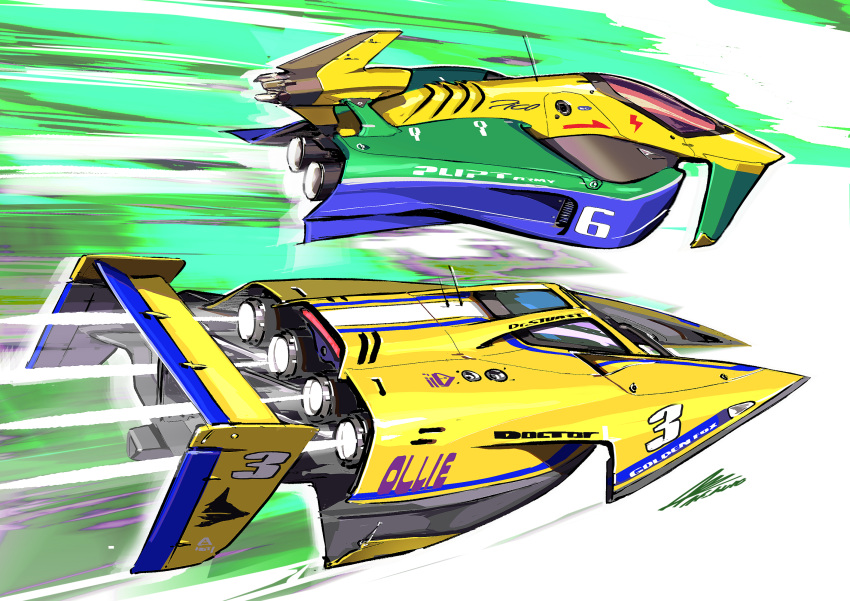 afukuro canopy_(aircraft) f-zero flying highres no_humans race_vehicle radio_antenna science_fiction signature spoiler_(automobile) thrusters vehicle_focus