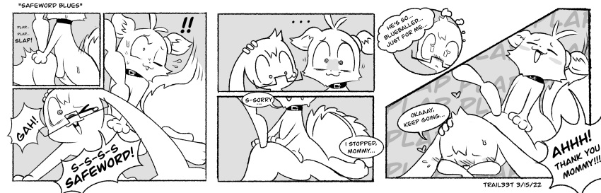 absurd_res anthro anthro_on_anthro anthro_penetrated anthro_penetrating anthro_penetrating_anthro balls black_and_white comic dialogue duo english_text eyes_closed female female_penetrated genitals greyscale hi_res l33t_(labbit1337) labbit labbit1337 male male/female male_penetrating male_penetrating_female mammal mommy_kink monochrome open_mouth penetration procyonid raccoon sex text trailmix_(not_a_furfag)