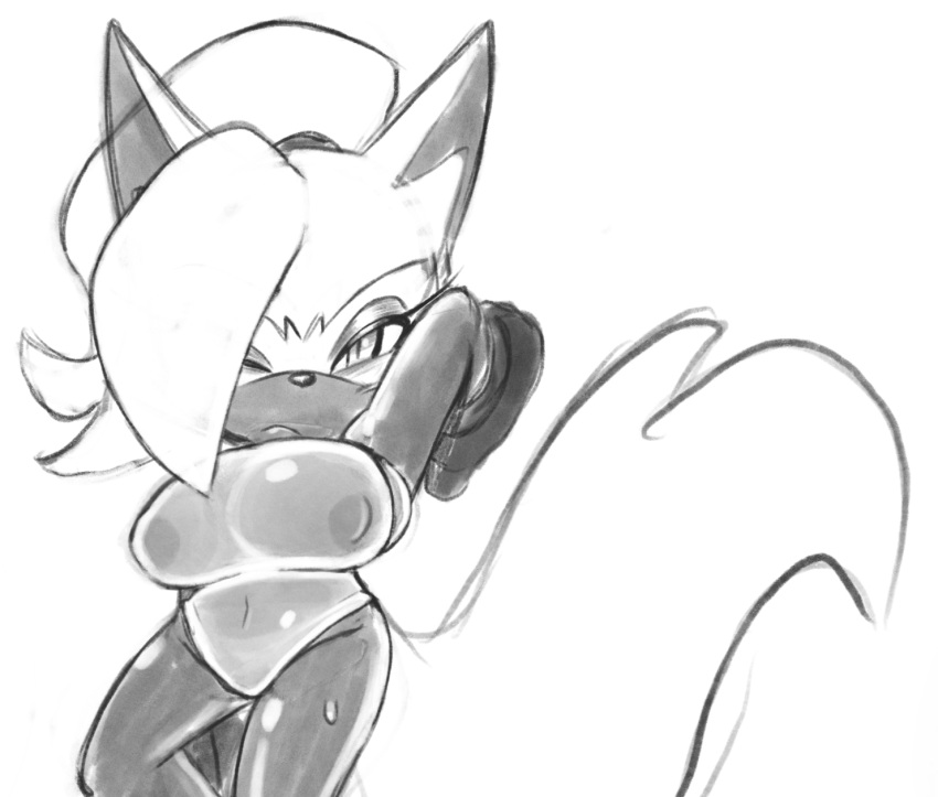 alternate_costume anthro areola big_breasts breasts canid canine canis clothed clothing digital_drawing_(artwork) digital_media_(artwork) eyelashes female female/female fur gloves hair handwear hi_res icydirtball idw_publishing looking_at_viewer mammal monochrome nipples sega shaded sketch solo sonic_the_hedgehog_(comics) sonic_the_hedgehog_(idw) sonic_the_hedgehog_(series) swimwear translucent translucent_clothing whisper_the_wolf wolf