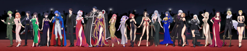 5boys 6+girls ;d absurdres accessories alm_(fire_emblem) alternate_costume anna_(fire_emblem) arm_up armor ayra_(fire_emblem) bare_legs barefoot black_eyes black_hair blue_eyes blue_hair boots braid breasts brown_eyes brown_hair camilla_(fire_emblem) cape celica_(fire_emblem) character_request choker cleavage cleavage_cutout clothing_cutout dancer dorothea_arnault dress earrings elbow_gloves finger_to_own_chin fire_emblem fire_emblem:_genealogy_of_the_holy_war fire_emblem:_path_of_radiance fire_emblem:_radiant_dawn fire_emblem:_three_houses fire_emblem_awakening fire_emblem_echoes:_shadows_of_valentia fire_emblem_engage fire_emblem_fates fire_emblem_heroes fishnets flat_chest gloves green_eyes grey_hair grima_(fire_emblem) hair_over_one_eye hair_over_shoulder high_heels highres holding_hands hug igni_tion ilyana_(fire_emblem) jewelry kagero_(fire_emblem) kiran_(female)_(fire_emblem) larcei_(fire_emblem) large_breasts long_hair long_sleeves looking_at_another looking_at_viewer lucina_(fire_emblem) lysithea_von_ordelia medium_breasts medium_hair mercedes_von_martritz merrin_(fire_emblem) micaiah_(fire_emblem) mitama_(fire_emblem) multiple_boys multiple_girls one_eye_closed orange_eyes orange_hair pink_eyes pink_hair ponytail purple_eyes red_eyes red_hair reinhardt_(fire_emblem) revealing_clothes robin_(fire_emblem) robin_(male)_(fire_emblem) seliph_(fire_emblem) short_hair side_ponytail side_slit sideboob sleeveless sleeveless_dress small_breasts smile star-shaped_pupils star_(symbol) suit sword symbol-shaped_pupils tail tiara very_short_hair weapon white_hair wide_image zelgius_(fire_emblem)