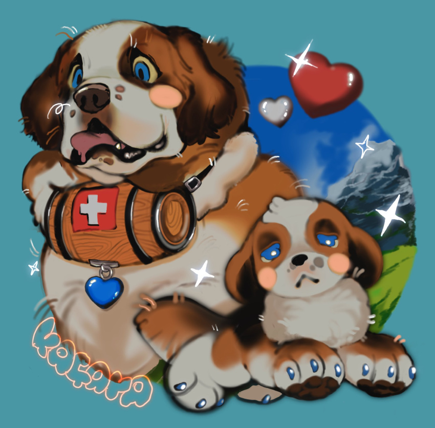 &lt;3 ambiguous_gender canid canine canis dayohiko domestic_dog feral hi_res mammal molosser mountain_dog saint_bernard solo