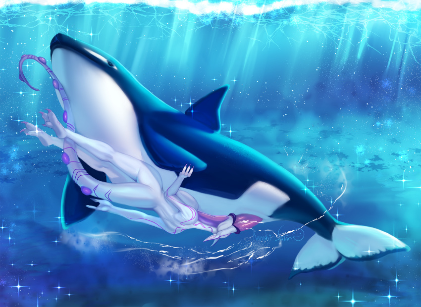 anthro anthro_on_feral anthro_penetrated bestiality breasts cetacean claws countershade_torso countershading dolphin dorsal_fin duo felin666 fellatio female female_penetrated feral feral_penetrating feral_penetrating_anthro fin hi_res interspecies larger_feral larger_male male male/female male_penetrating male_penetrating_female mammal marine oceanic_dolphin oral orca penetration penile sex size_difference smaller_anthro smaller_female smaller_penetrated tail tail_fin toothed_whale underwater vaya_(jelomaus) water white_body