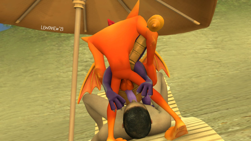 activision anal anal_penetration anthro bandicoot bestiality claws crash_bandicoot crash_bandicoot_(series) dragon feral gangbang genitals group group_sex hi_res human lewdview male male/male mammal marsupial oral penetration penis sex spyro spyro_the_dragon trio wings