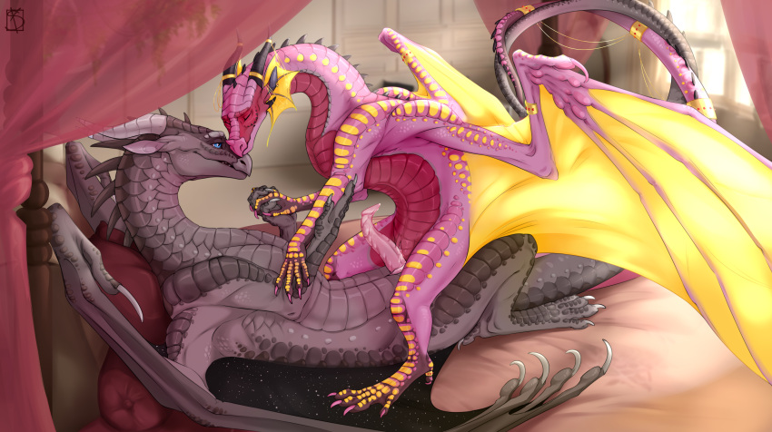 absurd_res dragon female feral foreplay genitals hi_res male male/female penis savadk wings_of_fire