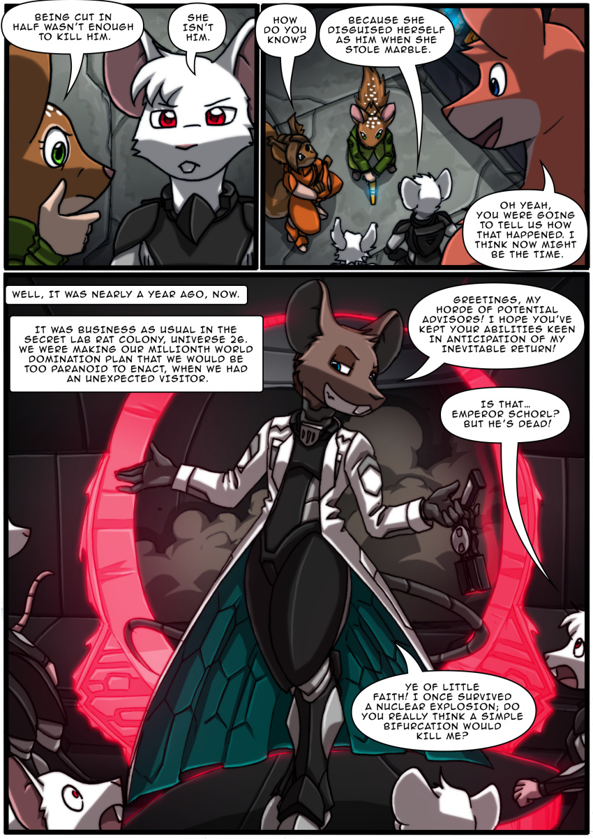 absurd_res anthro armor clothing comic dasyurid dasyuromorph english_text female fur group hi_res in_our_shadow inside kangaroo kitfox-crimson macropod male mammal marsupial murid murine pipa_(kitfox-crimson) quoll rat red_eyes rodent russet_(kitfox-crimson) sage_(kitfox-crimson) schorl_(kitfox-crimson) sciurid seed_(kitfox-crimson) size_difference storm_(kitfox-crimson) text tree_squirrel weapon white_body white_fur