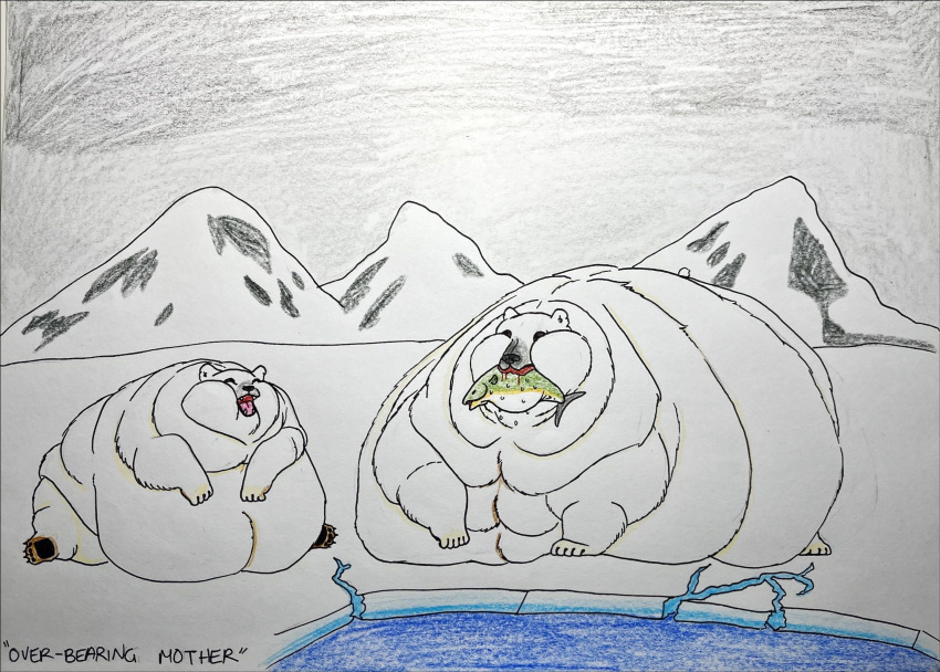 abdominal_bulge bear degen_gulch female feral hi_res mammal morbidly_obese morbidly_obese_feral obese obese_feral overweight overweight_feral polar_bear solo ursine