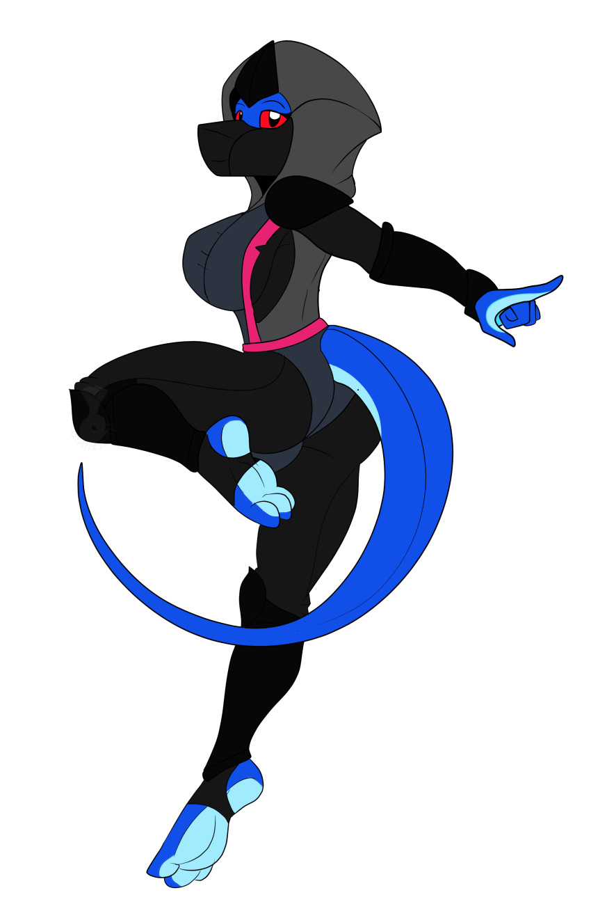 2020 3_toes absurd_res alpha_channel anthro armor black_clothing black_legwear blue_body blue_scales blue_skin breasts butt clothed clothing digital_media_(artwork) feet female footwear herm_(lore) hi_res hood june_(justathereptile) justathereptile komodo_dragon legwear lizard looking_at_viewer mask monitor_lizard ninja ninja_suit non-mammal_breasts pose red_eyes reptile scales scalie schynbalds shoulder_guards simple_background solo tail tights toeless_footwear toeless_legwear toes transparent_background vambraces warrior