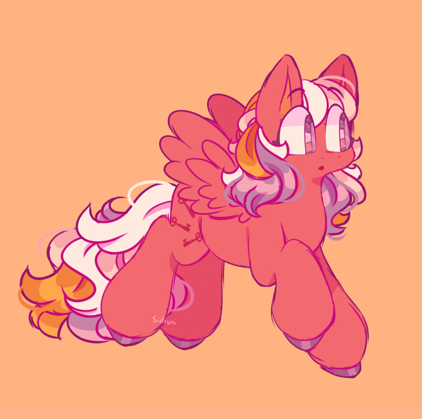 ambiguous_gender cutie_mark equid equine feathered_wings feathers feral fur gem gem_eyes hair hasbro hi_res hooves locket_(mlp) mammal mlp_g1 multicolored_hair multicolored_tail my_little_pony pegasus red_body red_fur sidruni solo tail twinkle-eyed wings