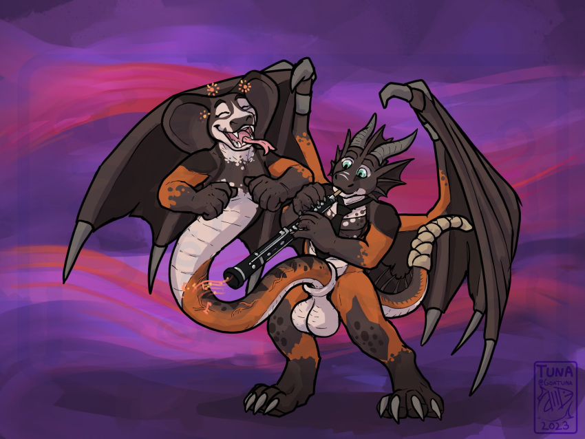 anthro cobra dancing dragon duo genitals goatuna hi_res male male/male penis penis_creature pit_viper rattlesnake reptile richardrodney scalie sentient_penis snake snake_penis unusual_anatomy unusual_genitalia unusual_penis viper western_dragon wings