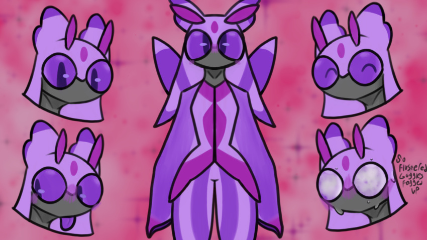 anthro azal_(poisonedcherry) disembodied_head expressions flustered foggy_eyes generation_7_pokemon happy long_sleeves lurantis male model_sheet nintendo poisonedcherry_(artist) pokemon pokemon_(species) solo tongue tongue_out