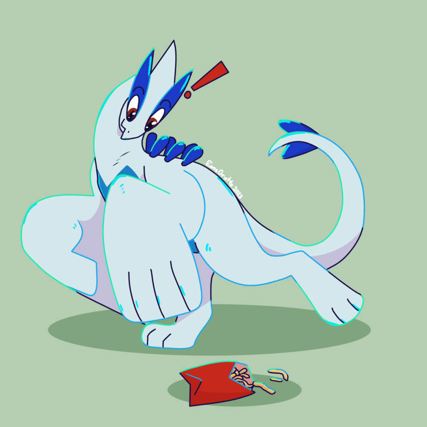 digital_drawing_(artwork) digital_media_(artwork) exclamation_point food fries generation_2_pokemon hi_res invalid_tag legendary_pokemon line_art looking_down lugia nintendo pokemon pokemon_(species)