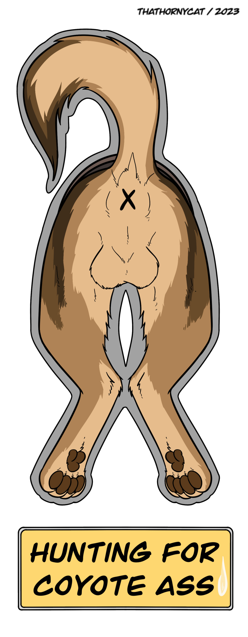 absurd_res anus balls canid canine canis coyote genitals hi_res invalid_tag male mammal sign thathornycat