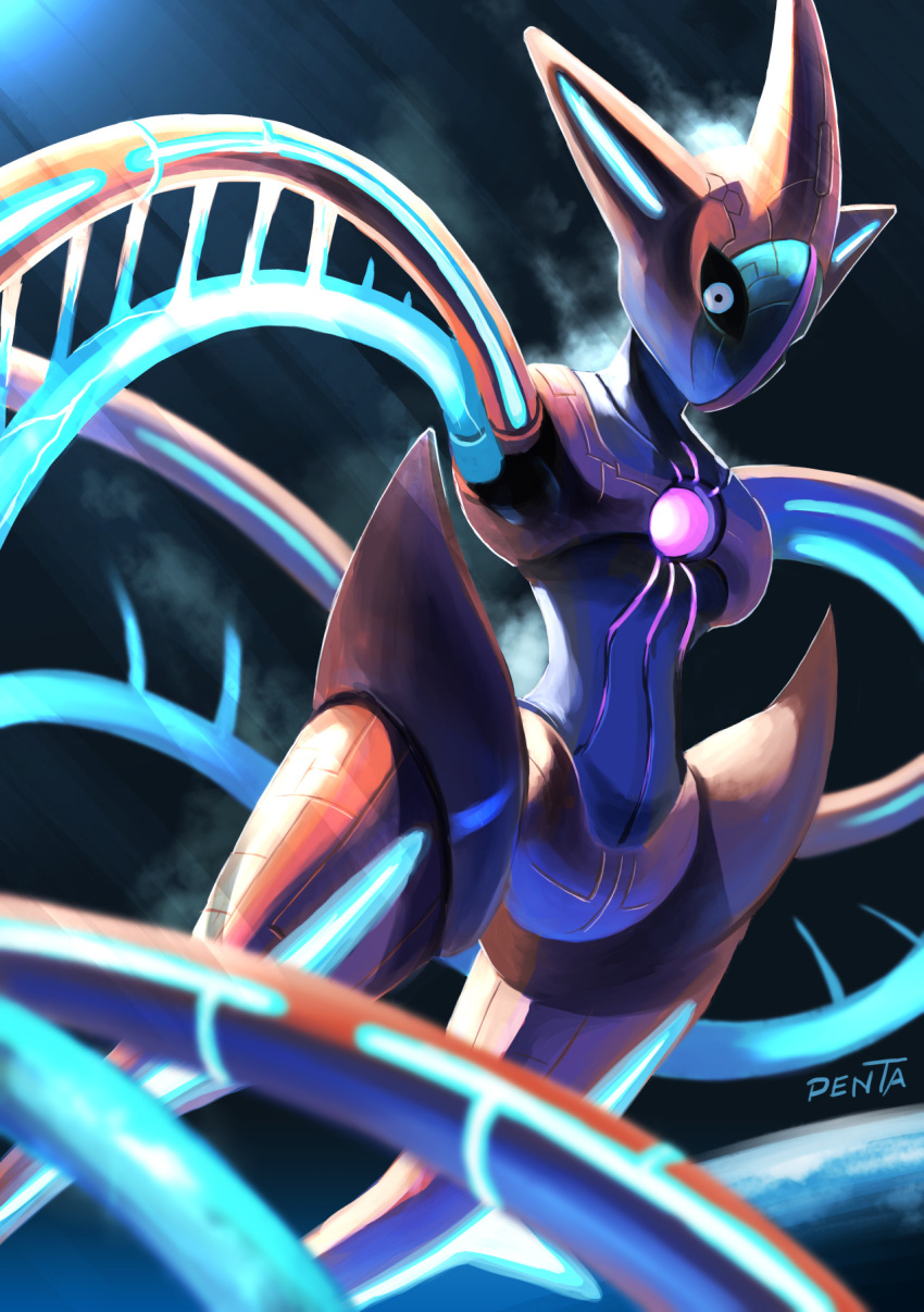 ._. black_sclera colored_sclera commentary deoxys deoxys_(normal) earth_(planet) english_commentary highres light looking_at_viewer no_humans penta_oekaki planet pokemon pokemon_(creature) solo space