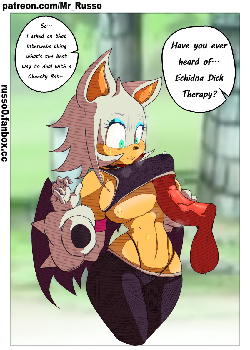 absurd_res anthro bat big_breasts breasts clothed clothing duo echidna female gloves handwear hi_res knuckles_the_echidna male mammal monotreme mr.russo penis_between_breasts rouge_the_bat sega sonic_the_hedgehog_(series) thong_straps