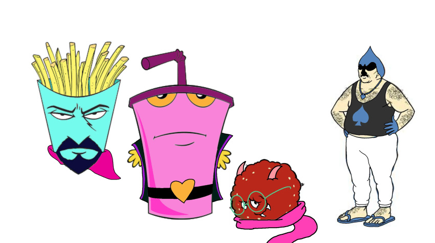 &lt;3 adult_swim animate_inanimate aqua_teen_hunger_force carl_brutananadilewski cartoon_network crossover deltarune eyewear food food_creature frylock glasses group hi_res horn human kama_and_hallie kris_(deltarune) lancer_(deltarune) male mammal master_shake meatwad ralsei scarf simple_background spades susie_(deltarune) undertale_(series) white_background