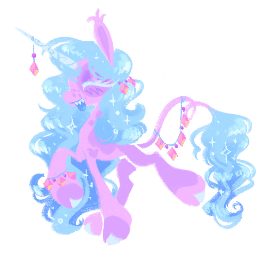 accessory blue_hair blue_horn blue_mane blue_tail bracelet digital_media_(artwork) ear_tuft equid equine female feral fur furgonomics hair hair_accessory happy hasbro hi_res hooves horn horn_accessory izzy_moonbow_(mlp) jewelry long_horn long_tail mammal mane mlp_g5 my_little_pony purple_body purple_fur purple_tail sharp_teeth simple_background solo tail tail_accessory tail_tuft teeth tuft two_tone_tail unicorn unicorn_horn webkinzworldz white_background