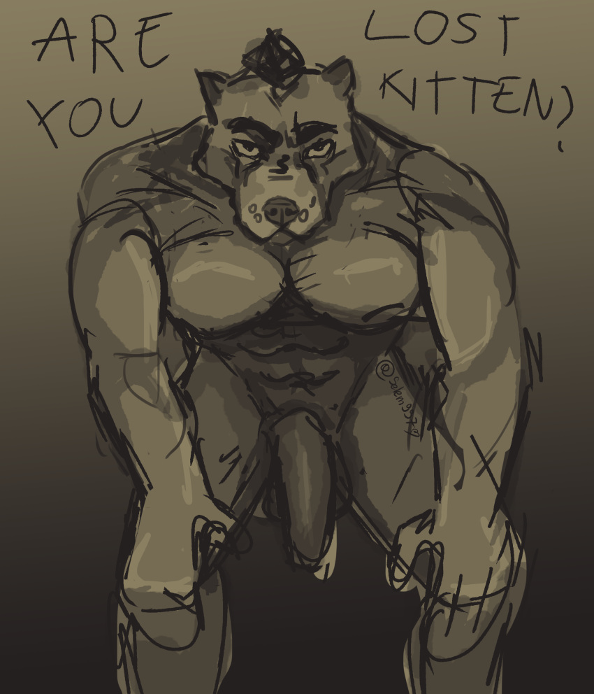 abs animal_humanoid anthro balls biceps big_breasts big_penis breasts canid canid_humanoid canine canine_humanoid canis digital_drawing_(artwork) digital_media_(artwork) domestic_dog dominant english_text erection foreskin fur genitals grey_body grey_fur hi_res huge_penis humanoid humanoid_genitalia humanoid_penis looking_at_viewer male mammal mammal_humanoid muscular muscular_anthro muscular_male nude pecs penis pit_bull selem997 simple_background solo solo_focus text