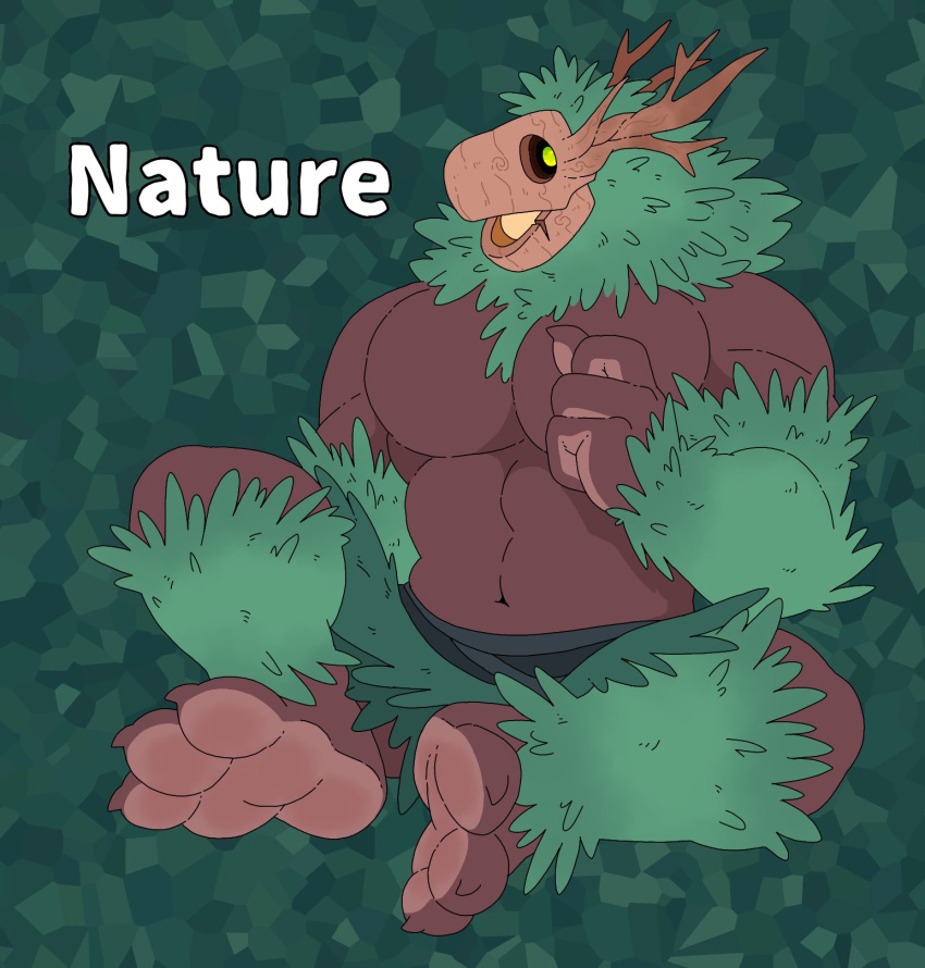 alphabet anthro barazoku bottomwear branch branch_horn chippybooru clawed_fingers claws clothing cryptid elemental_creature elemental_humanoid feet flora_fauna hi_res hindpaw humanoid leaf leaf_hair loincloth male mask monster monsterfuck monsterfucking muscular muscular_anthro muscular_male nature nature_spirit paws pecs plant plant_hair plant_horn plant_humanoid pseudo_hair pseudo_horn solo solo_focus terato teratophilia toe_claws treant tree