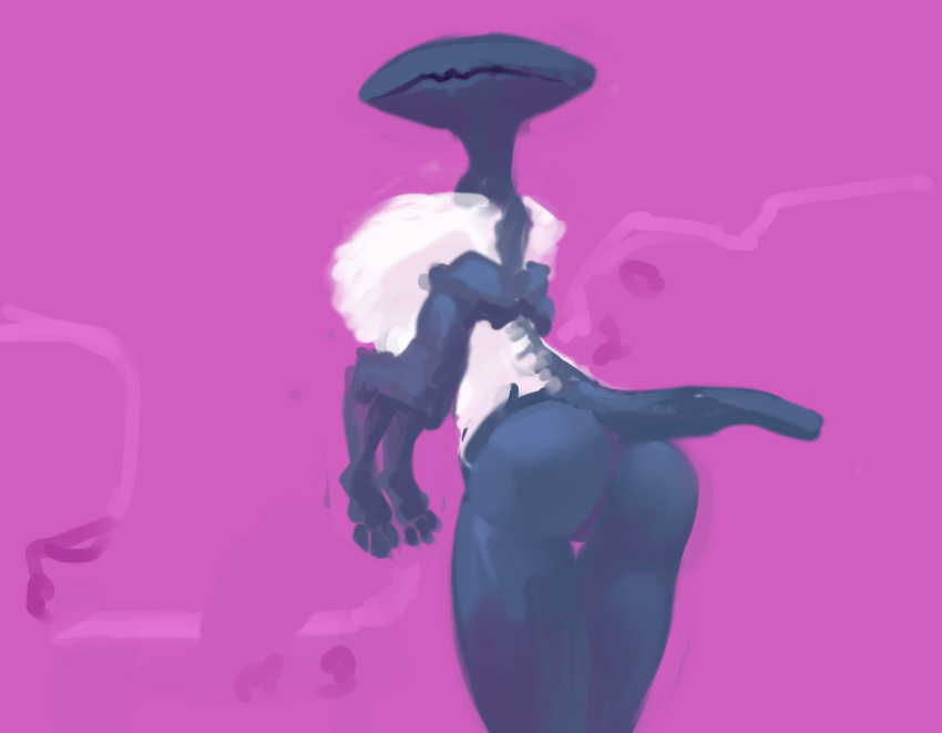 alien butt eyeless female hi_res humanoid looking_at_viewer looking_back looking_back_at_viewer meandraco presenting presenting_hindquarters rear_view short_tail solo tail unusual_anatomy