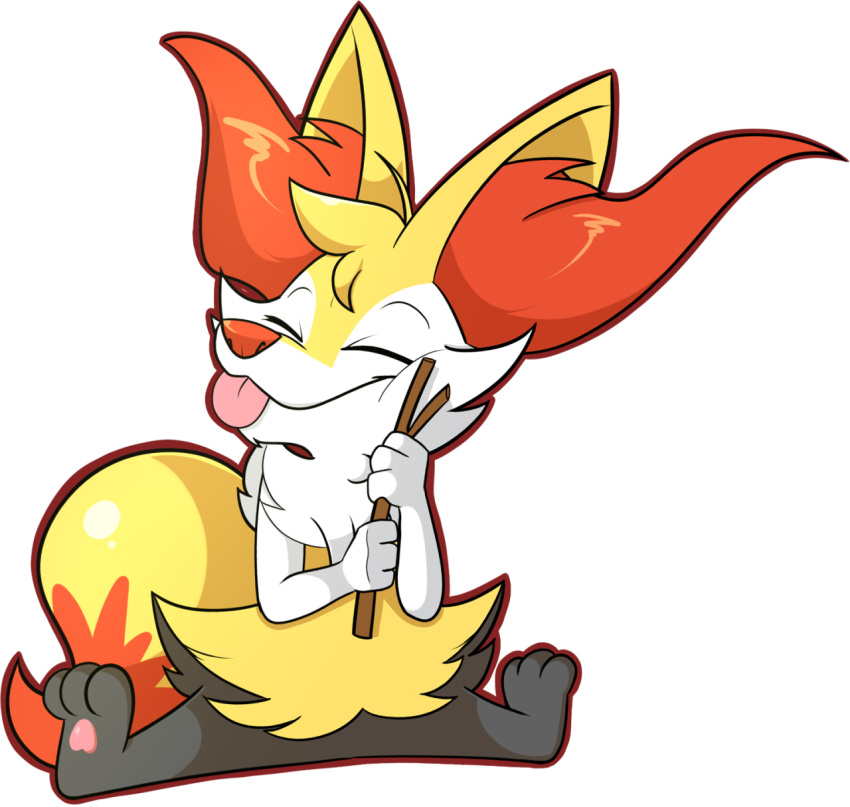 2016 3_toes 4_fingers alpha_channel ambiguous_gender anthro biped black_eyebrows blep blonde_hair braixen braixen_(kabula) canid canine colored countershade_face countershade_fur countershading digital_drawing_(artwork) digital_media_(artwork) dipstick_tail eyebrows eyes_closed feet fingers fluffy fluffy_tail fox fox_tail front_view full-length_portrait fur generation_6_pokemon hair hi_res holding_object holding_stick inner_ear_fluff kabula_(artist) male mammal markings naturally_censored nintendo nude nuzzling outline pawpads pink_pawpads pink_tongue pokemon pokemon_(species) portrait prick_ears red_inner_ear_fluff red_markings red_nose red_outline simple_background sitting solo stick tail tail_markings toes tongue tongue_out transparent_background tuft white_arms white_body white_countershading yellow_body yellow_ears yellow_fur yellow_tail