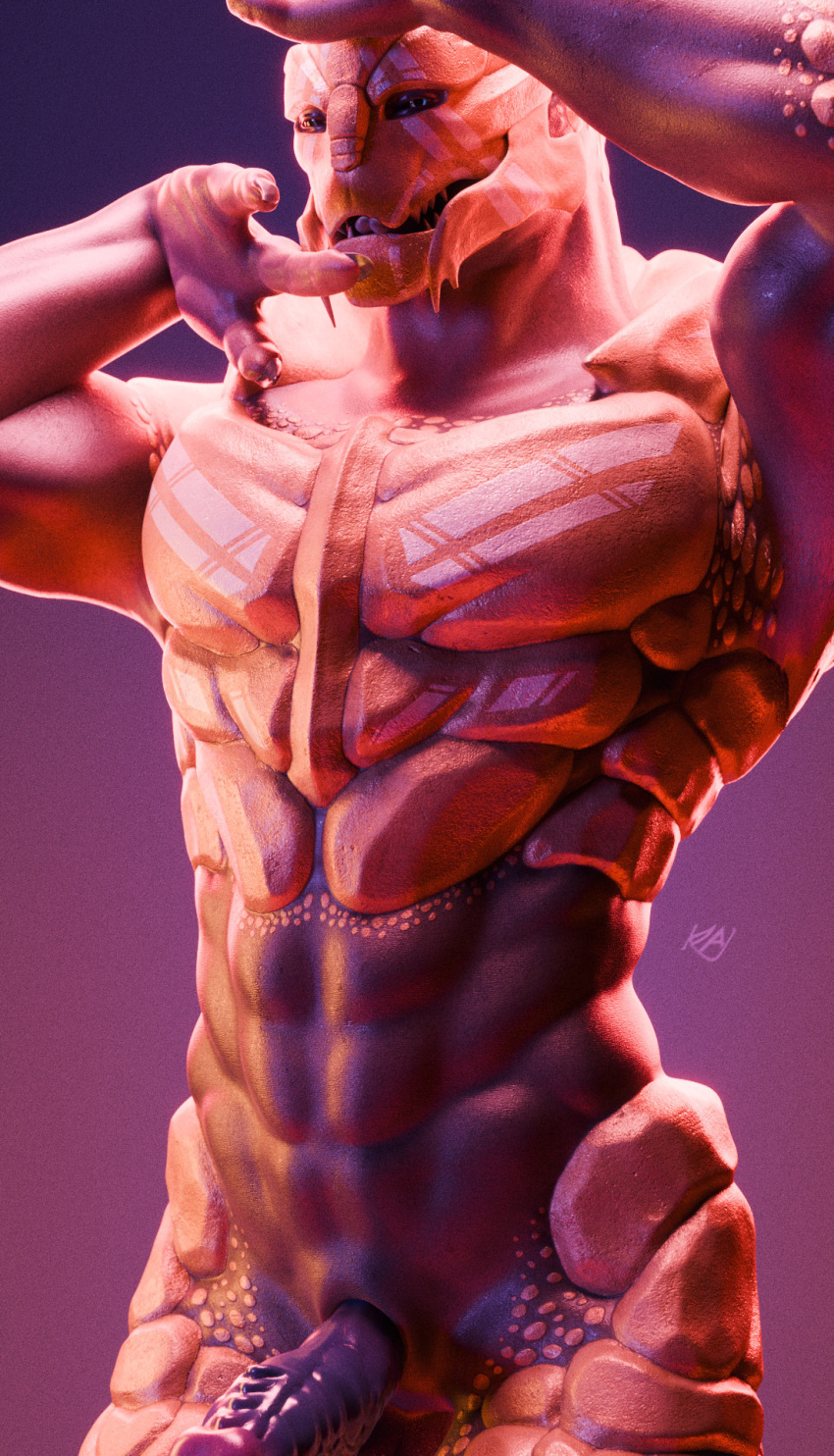 3d_(artwork) abs alien animal_genitalia bedroom_eyes blue_eyes bodypaint digital_media_(artwork) erection face_paint genital_slit genitals hi_res humanoid kagekave licking licking_lips looking_at_viewer male mass_effect muscular muscular_male narrowed_eyes nude open_mouth penis seductive slit solo standing teeth tongue tongue_out turian