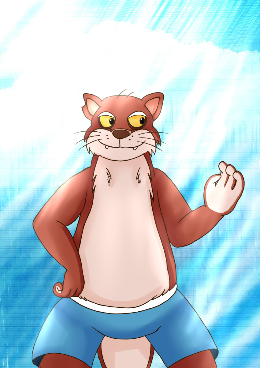 2023 4_fingers absurd_res anthro berryrpgmakerb biped brok_the_investigator clothing cute_fangs dr._mink fingers hi_res humanoid_hands male mammal mink mustelid musteline solo swimwear true_musteline