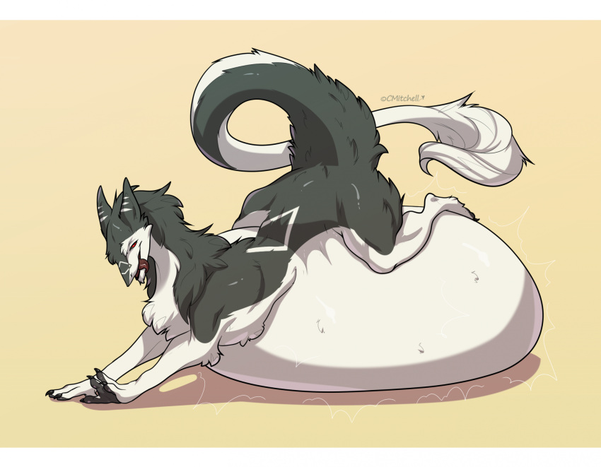belly big_belly bulge cmitchell digestion feral hi_res male sergal solo tommy_(disambiguation) victim vore