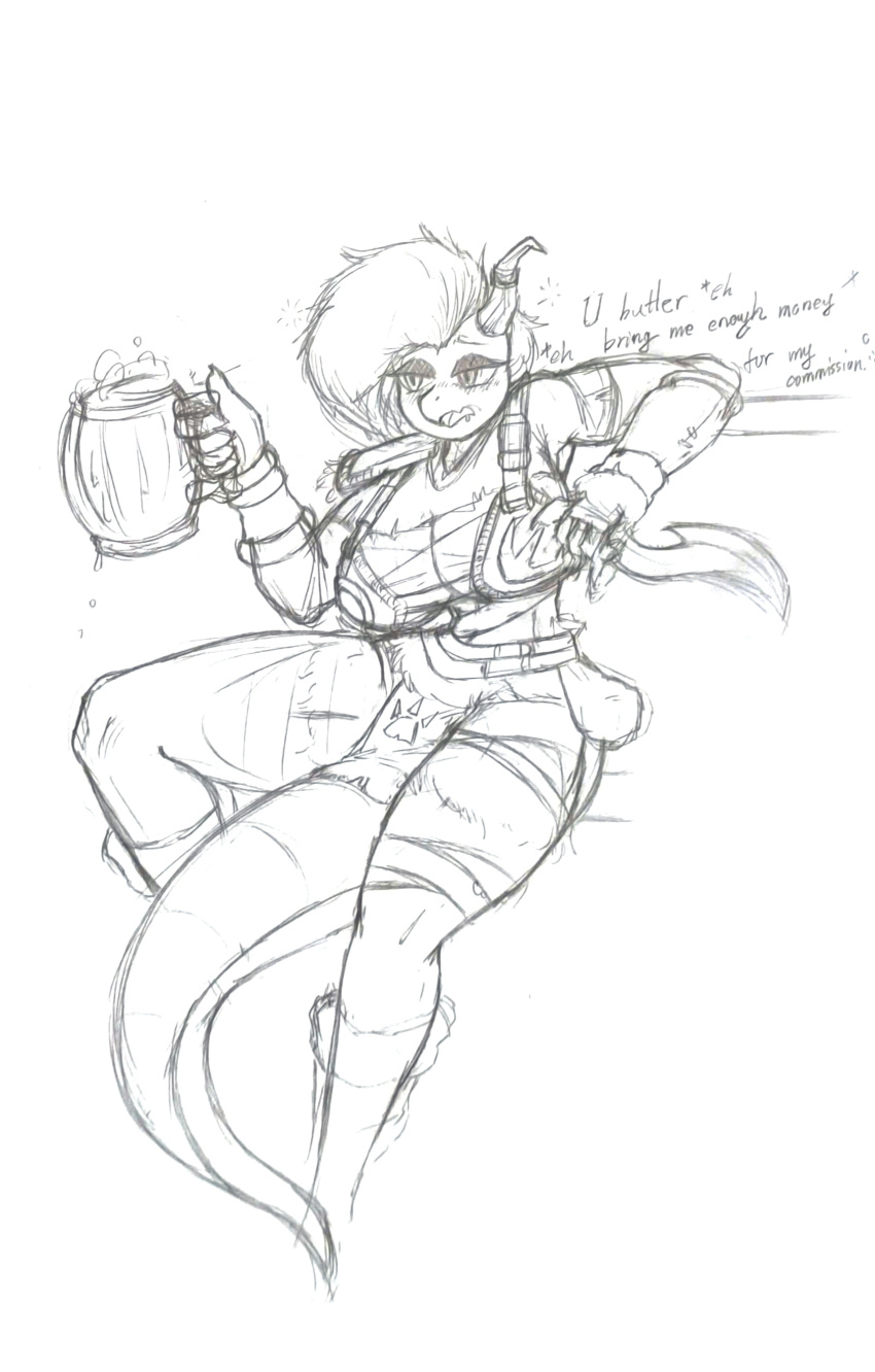absurd_res alcohol beer beverage breasts clothing dragon female hi_res lrina_(spiritdeer) solo spiritdeer tail