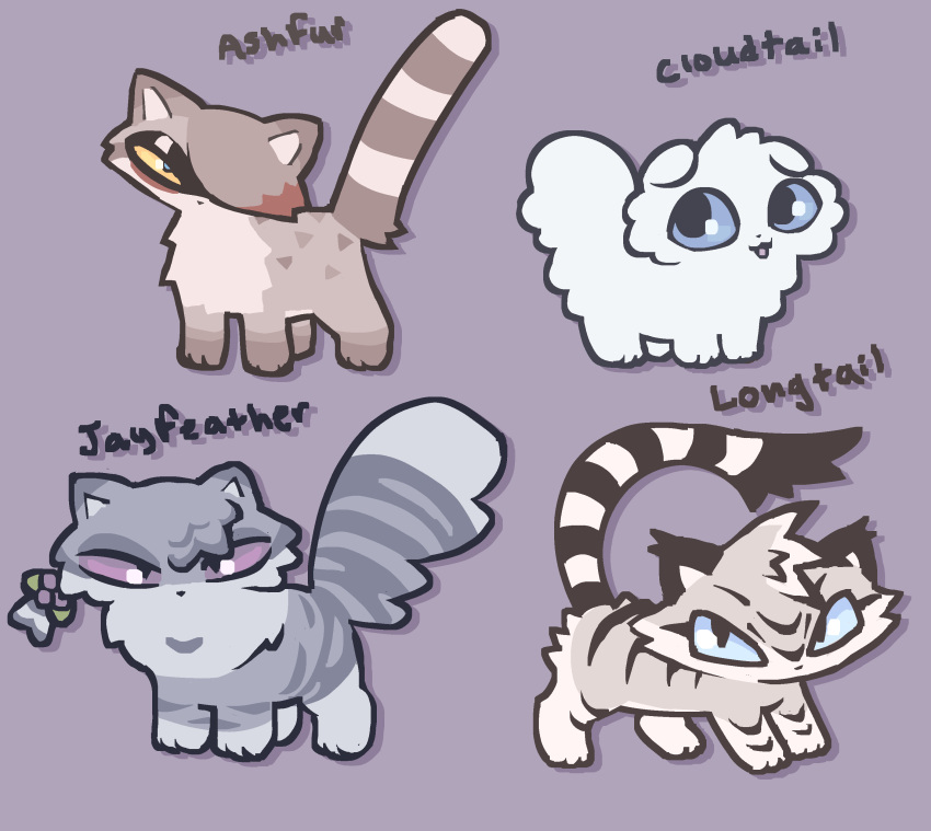 absurd_res ambiguous_gender ashfur_(warriors) cloudtail_(warriors) domestic_cat emo felid feline felis feral fur group hi_res jayfeather_(warriors) longtail_(warriors) mammal smile tan_body tan_fur warriors_(cats) white_body white_fur yakkotsuki