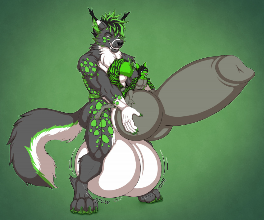 4_toes 5_fingers anthro anthro_on_anthro anthro_penetrated anthro_penetrating anthro_penetrating_anthro balls big_balls big_penis black_nose canid canine canis claws dipstick_tail duo eyebrows feet fingers fondling_internal_bulge fox fur genitals green_claws green_inner_ear_fluff green_pawpads huge_balls huge_penis hyper hyper_genitalia hyper_penis inner_ear_fluff knotting male male/male male_penetrated male_penetrating male_penetrating_male mammal markings multicolored_body multicolored_fur open_mouth pawpads penetration penis penis_shaped_bulge pink_tongue sex silver_fang_(furry1997) size_difference spots stripes tail tail_markings teeth toes tofu-doggo tongue tuft wolf