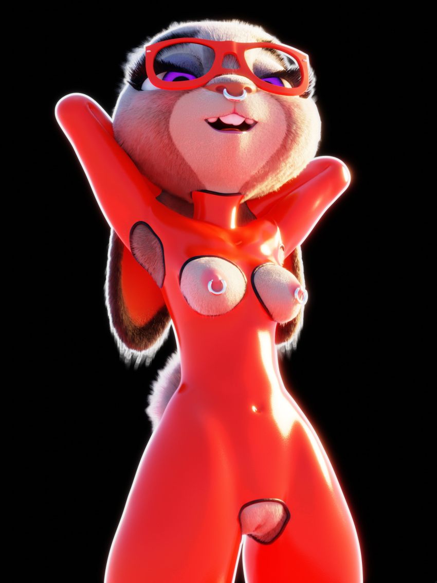 3d_(artwork) absurd_res anthro areola armpit_cutout black_background breasts buckteeth clothing crotchless_clothing digital_media_(artwork) disney exposed_breasts eyebrows eyelashes eyewear facial_piercing female fur genitals glasses grey_body grey_fur hands_behind_back hi_res judy_hopps lagomorph latex leporid mammal multicolored_body navel navel_outline nipple_cutouts nippleless_clothing nipples nose_piercing nose_ring open_mouth open_smile piercing pink_nipples pink_nose pochemu purple_eyes pussy pussy_cutout rabbit red_bodysuit red_eyewear red_glasses red_latex red_rubber_suit ring_piercing rubber rubber_clothing rubber_suit septum_piercing septum_ring simple_background smile solo standing tail teeth tongue two_tone_body zootopia