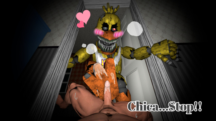 bodily_fluids chick cum duo feet female five_nights_at_freddy's five_nights_at_freddy's_4 foot_fetish foot_play footjob genital_fluids genitals hi_res human male male/female mammal nightmare_chica_(fnaf) penis scottgames sex yuuki_momofox_(artist)