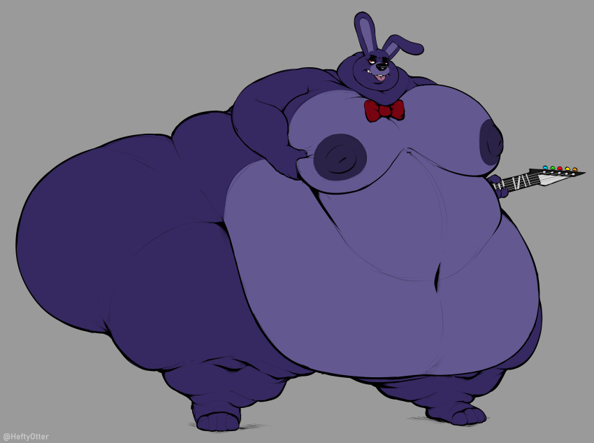 absurd_res anthro belly big_belly big_butt big_moobs bonnie_(fnaf) butt five_nights_at_freddy's fur heftyotter hi_res huge_butt hyper hyper_butt male moobs obese overweight overweight_male scottgames solo