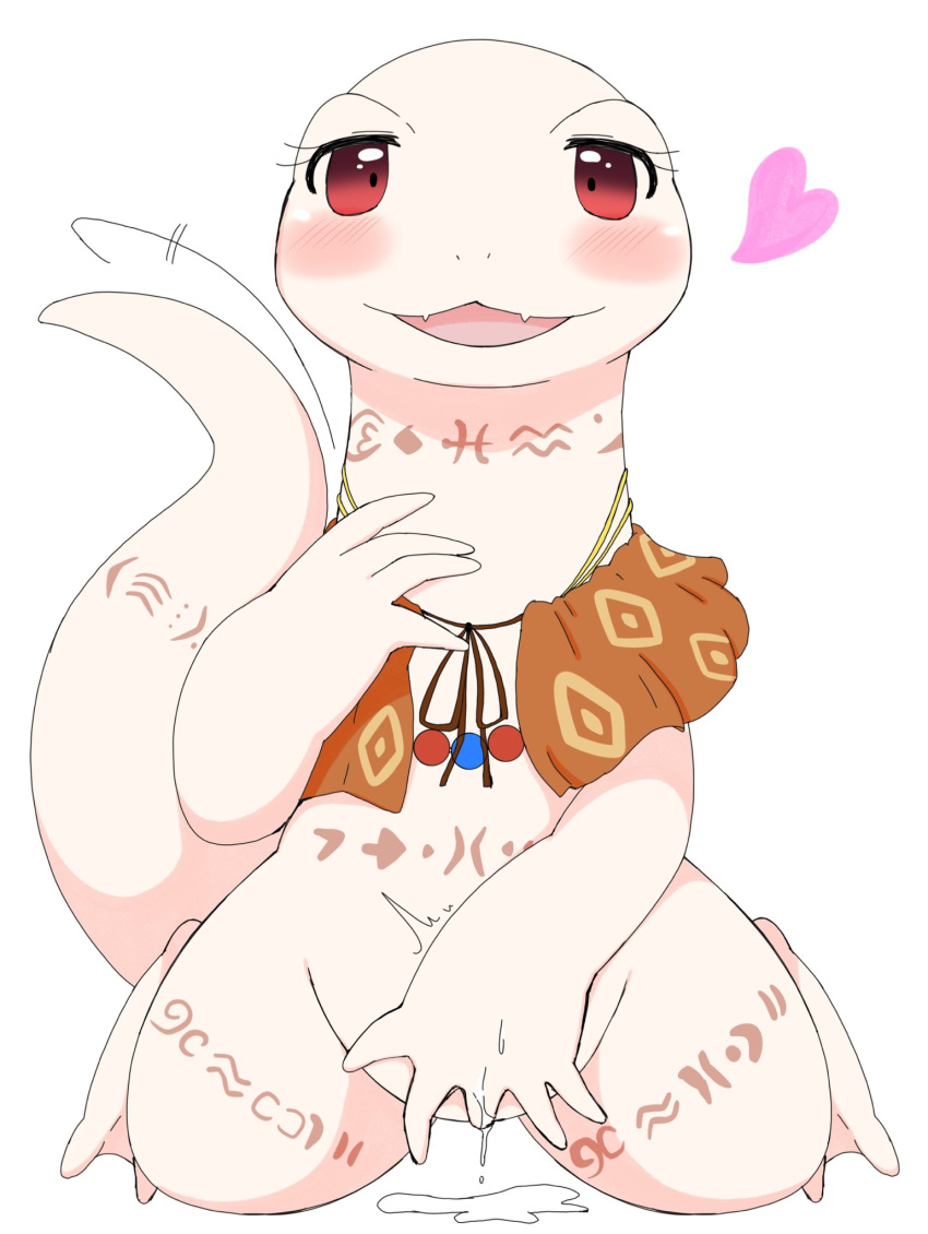 &lt;3 2023 5_fingers albino anthro azuo belly_tattoo big_tail biped blush bodily_fluids cape cape_only capelet cel_shading chibi clothing crusch_lulu cute_fangs digital_drawing_(artwork) digital_media_(artwork) eyelashes fangs female fingering fingers flat_chested front_view genital_fluids hi_res humanoid_hands leg_tattoo lizard lizardman lizardman_(overlord) long_neck long_tail looking_at_viewer masturbation membrane_(anatomy) monotone_body mostly_nude neck_tattoo open_mouth open_smile orange_cape orange_tattoo overlord_(series) pattern_cape pussy_juice red_eyes reptile scalie shaded simple_background smile smiling_at_viewer solo tail tail_motion tail_tattoo tailwag tapering_tail tattoo teeth thick_tail thigh_tattoo tribal tribal_tattoo vaginal vaginal_fingering vaginal_masturbation webbed_feet white_background white_body