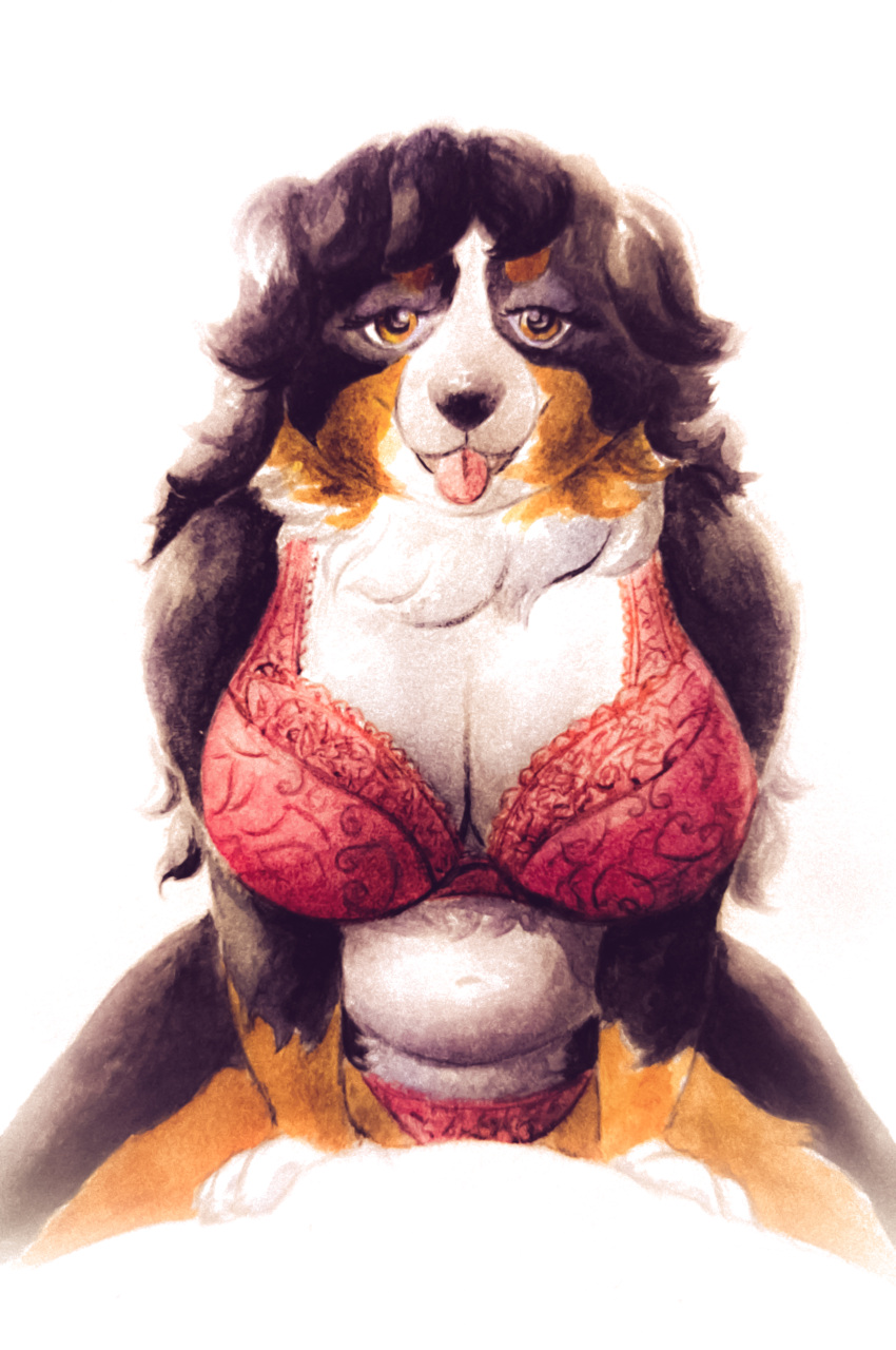 absurd_res animal_humanoid belly bernese_mountain_dog big_breasts big_female bra breasts brown_eyes canid canid_humanoid canine canine_humanoid canis chubby_belly chubby_female clothing cowgirl_position dog_humanoid domestic_dog female from_front_position gynomorph hair hi_res humanoid ichinoseura intersex looking_at_another looking_at_partner looking_at_viewer looking_pleasured male male/female mammal mammal_humanoid molosser mountain_dog multicolored_body navel on_bottom on_top panties red_bra red_clothing red_panties red_underwear sex simple_background smile smiling_at_viewer solo solo_focus swiss_mountain_dog thick_girl thick_thighs tongue tongue_out underwear