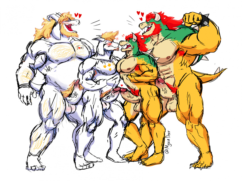 &lt;3 2023 abs amused angry anthro arm_hair asgore_dreemurr asriel_dreemurr barazoku barefoot beard big_biceps biped blonde_beard blonde_body_hair blonde_hair blonde_pubes blush body_hair body_writing boss_monster bovid bowser bowser_jr. bracelet bracelet_only caprine chest_hair chest_tattoo cross-popping_vein crossover emanata erection facial_hair father_(lore) father_and_child_(lore) father_and_son_(lore) feet fist flexing_bicep floppy_ears flower_tattoo fur genitals goat green_head green_shell group hair heart_above_head heart_tattoo hi_res horn jewelry koopa laugh laugh_emanata leg_hair male male/male mammal mario_bros morgandeer musclegut muscular muscular_anthro muscular_male name_in_text narrowed_eyes nintendo nipples non-mammal_nipples nude parent_(lore) parent_and_child_(lore) parent_and_son_(lore) pecs pecs_touching penis ponytail pubes red_beard red_eyes red_hair red_pubes rivalry scales scalie shell signature simple_background size_difference smile son_(lore) spiked_bracelet spiked_shell spiked_tail spikes spikes_(anatomy) standing tail tattoo touching_tips undertale undertale_(series) vein veiny_penis white_background white_body white_fur white_penis yellow_body yellow_penis yellow_scales
