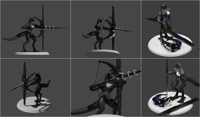 anthro bow_(feature) greatbow hi_res male model_sheet pedestal solo synal_(the_tao_swordsman) synth_(vader-san) the_tao_swordsman weapon