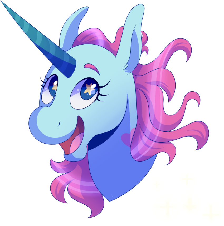 ambiguous_gender disney equid equine feral floating_head flying_princess_pony_head hair heart_(marking) hi_res horn mammal pink_hair smile solo sparkles star_eyes star_vs._the_forces_of_evil unicorn unicorn_horn unicornic