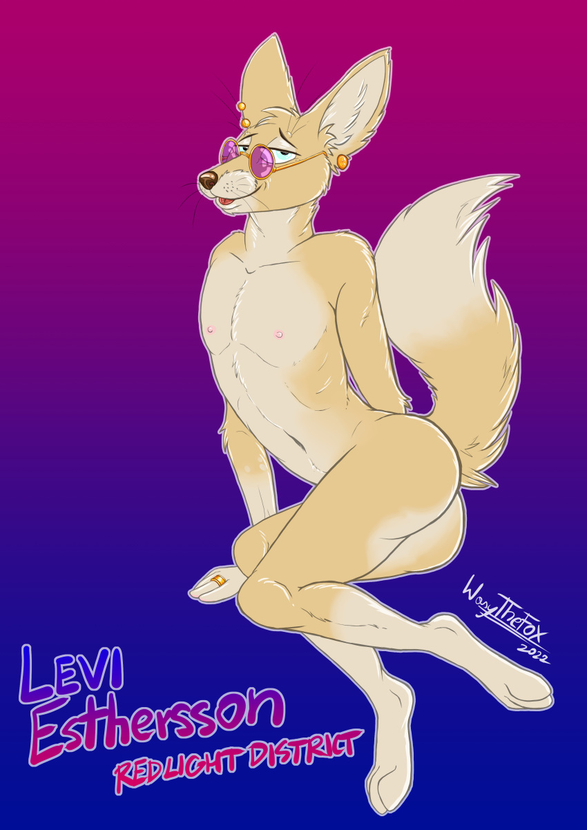 absurd_res animal_humanoid anthro canid canid_humanoid canine canine_humanoid digital_drawing_(artwork) digital_media_(artwork) eyewear femboy_chest fennec fennec_humanoid fox fox_humanoid girly glasses gold_(metal) gold_jewelry hi_res humanoid jewelry levi_esthersson male mammal mammal_humanoid pinup pinupfurry pinupmale pose solo sunglass wasylthefox